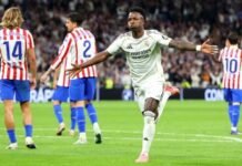 Vini Jr faz dois, Real Madrid vence o Atlético de Madrid e se mantém na briga pelo título espanhol